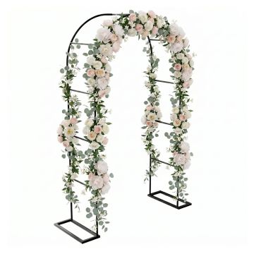 Kiros - Arco Floreale Da Giardino con Base Lunghezza e Altezza Regolabili Supporto per piante in Metallo Nero Frankystar Nero