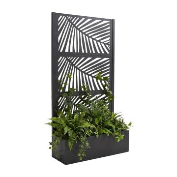 Kisha - Fioriera Da Giardino Separe Con spalliera 98x180x30 cm Contenitore in Metallo Nero Frankystar Nero