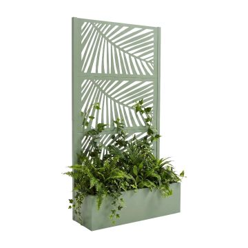 Kisha - Fioriera Da Giardino Separe Con spalliera 98x180x30 cm Contenitore in Metallo Salvia Frankystar Verde menta