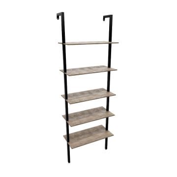 Komo - Scaffale Libreria a Muro 60x185x30 cm 5 Ripiani in Legno Struttura in Metallo Nero Frankystar 