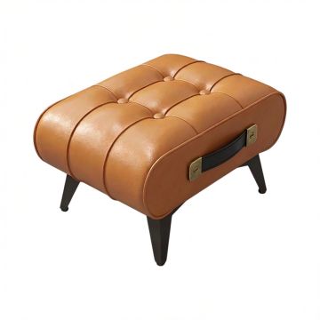 Kumo - Sgabello Pouf Ottomano Moderno 35,5x25x30 cm Poggiapiedi in Similpelle Cuoio Frankystar Marrone