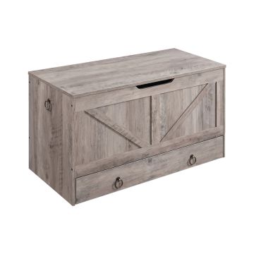 Kura - Cassapanca contenitore 100x50x40 cm Portaoggetti con Cerniere di Sicurezza e con Cassettiera in Legno Frankystar 