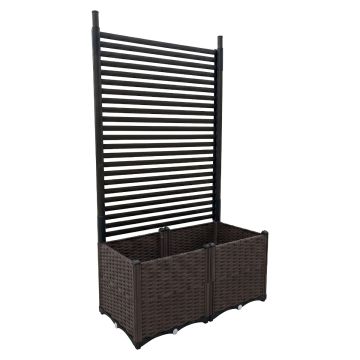 Kyoto - Fioriera Da Giardino Separe Con spalliera in Metallo 81x172x40 cm Contenitore in  Resina effetto rattan marrone Frankystar Marrone