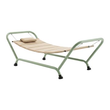 Levia – Amaca Da Giardino 233x86x95 cm Con Supporto in Metallo e Cuscino per Esterno in Tessuto Beige Frankystar Beige
