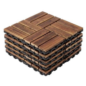 Lyva - Pavimento da Esterno con Clip 30x30 cm 10 Piastrelle per Giardino Patio Terrazza in Legno di Acacia Frankystar Acacia Nera