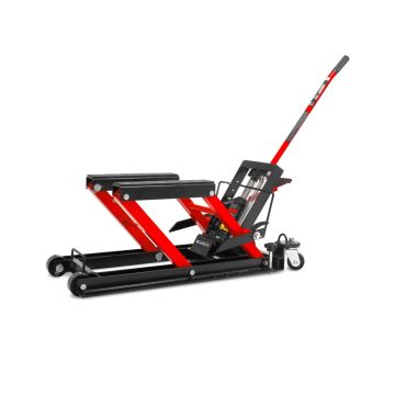 Maciste 700 - Ponte sollevatore moto cric idraulico, carico massimo 700 kg per motocicli, ATV, falciatrici, con pistone idraulico ammortizzato Boudech Nero