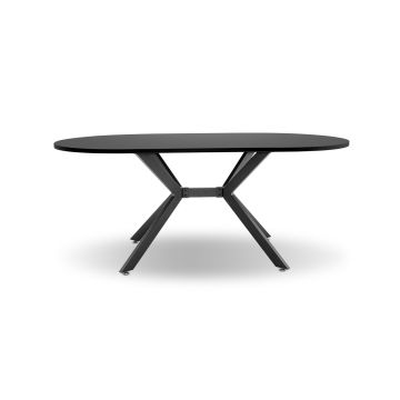 Marui Small - Tavolo da pranzo ovale in legno e metallo con piede centrale Ashi 150x90 cm Frankystar 