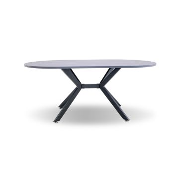 Marui Big - Tavolo da pranzo ovale in legno e metallo con piede centrale Ashi 180x100 cm Frankystar 