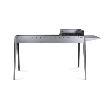 Miami Grill - Cuocispiedini + Barbecue A Legna In Ferro Alluminato Frankystar Grigio 10%
