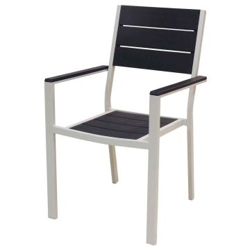 Metalwood - Sedia da giardino con braccioli, effetto legno Frankystar Grigio 10%