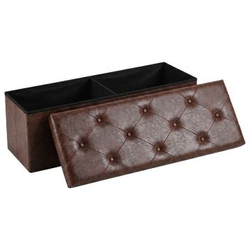 Nemora Saddle 110 - Cassapanca Ottomana 109,2x38,1x38,1 cm Pouf Contenitore Poggiapiedi in Similpelle Marrone Frankystar Marrone
