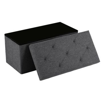Nemora 75 - Cassapanca Ottomana 76x38x38 cm Pouf Contenitore Poggiapiedi in Tessuto Grigio Frankystar Grigio 60%