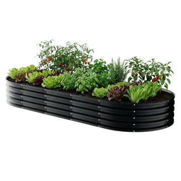 Niwa - Letto per Orto rialzato Ovale da Esterno 180x90x30 cm in Acciaio Inox Nero Frankystar Nero