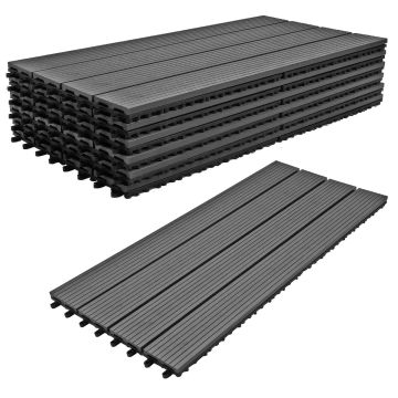 Noka - Pavimento da Esterno con Clip 90x30 cm 6 Piastrelle per Giardino Patio Terrazza in WPC Frankystar 