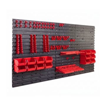 Peg Large -  6 Pannelli Forati Portautensili da Officina 98 Pezzi Porta attrezzi Portaoggetti da Parete in Metallo Nero Boudech Nero