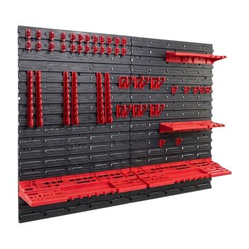 Peg Medium -  4 Pannelli Forati Portautensili da Officina 68 Pezzi Porta attrezzi Portaoggetti da Parete in Metallo Nero Boudech Nero