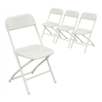 Purity - 	Set da 4 sedie pieghevoli 45x80x43 cm da campeggio salotto cucina richiudibile in resina bianche Frankystar Bianco