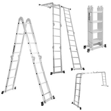 Rig-4x4 - Scala multifunzione in alluminio 4x4 gradini Boudech Argento