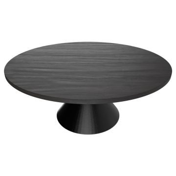 Graal Black - Tavolo Rotondo Ø120 cm Base a Doppio Cono in Metallo Nero e Top in Legno Laminato Frankystar 