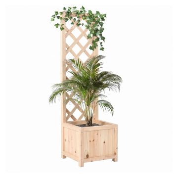 Rosy - Fioriera da Esterno con Grigliato 35x120x30 cm per Piante Rampicanti in Legno di Cedro Impregnato Frankystar 