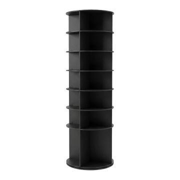 Ryuen - Scarpiera Verticale 7 Ripiani H184 cm 28 paia con Base Rotonda Girevole 360° Manuale Nera Frankystar Nero