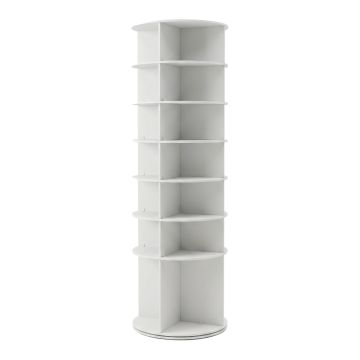 Ryuen - Scarpiera Verticale 7 Ripiani H184 cm 28 paia con Base Rotonda Girevole 360° Manuale Bianca Frankystar Bianco