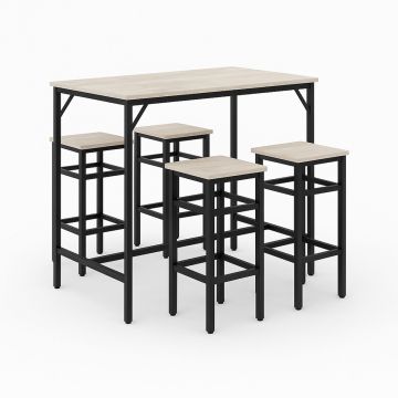 Sabi - Tavolo bar con 4 sgabelli quadrati in stile industrial, set angolo breakfast Frankystar 