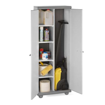 SCIK BASIC - Mobiletto modulare in PVC 2 ante con mensole e portascope Garofalo Grigio 50%