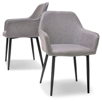 Milano - Set Di 2 Sedie In Leatherette Grigio Antracite Frankystar Antracite