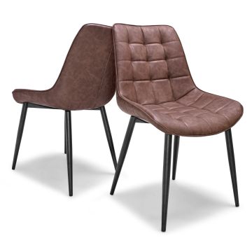 Shanghai - Set Di 2 Sedie In Leatherette Marrone Cuoio Frankystar Marrone