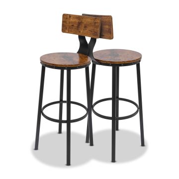 Shelby - Set di 2 sgabelli alti, sgabelli da bar con schienale in stile industriale Frankystar 