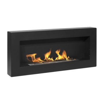 Siena - Camino a bioetanolo da parete 90x12xH40 cm Divina Fire Nero