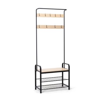 Sirsa - Appendiabiti freestanding con panca e vano scarpiera incorporati Frankystar Nero
