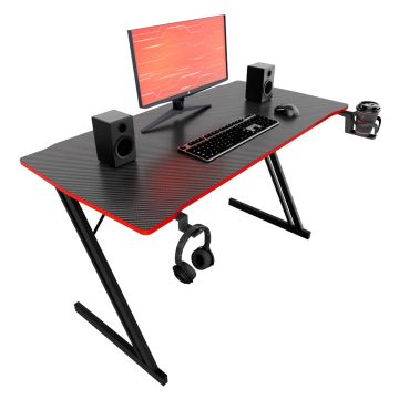 Spector - Scrivania da Gaming 120x60x76 cm in MDF e Metallo Nero Frankystar Nero