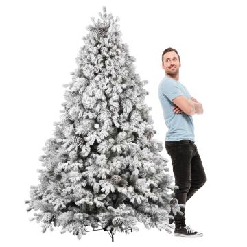 Luna - Albero di Natale con neve e pigne in PE PVC PP ø162x240H cm, 2850 Punte Frankystar Verde