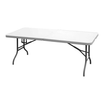 Camping - Tavolino pieghevole da campeggio con maniglia 180x75xH74 cm Brixo Bianco