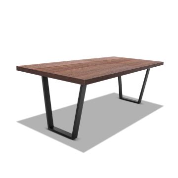 Tavolo da pranzo in legno e metallo con piedi trapezoidali neri - 220x100 cm Frankystar 