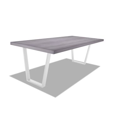 Tavolo da pranzo in legno e metallo con piedi trapezoidali bianchi - 160x90 cm Frankystar 