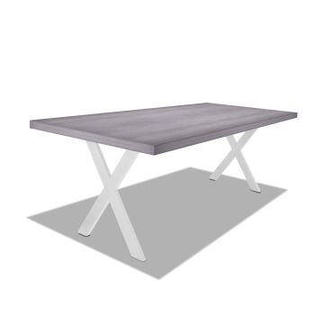 Tavolo da pranzo in legno e metallo con piedi a X bianchi - 160x90 cm Frankystar 