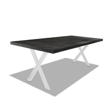 Tavolo da pranzo in legno e metallo con piedi a X bianchi - 220x100 cm Frankystar 