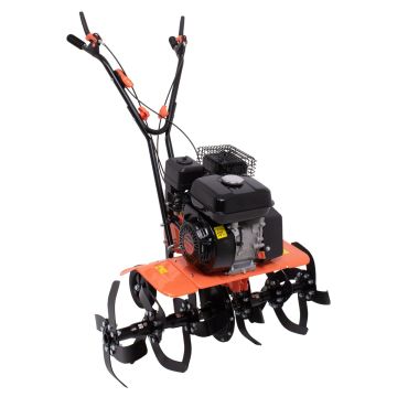 Tukang 212 - Motocoltivatore per Orto a Scoppio a Benzina 4 tempi 6.1HP Motore 212cc con 6 Frese Ø40 cm Boudech Arancione