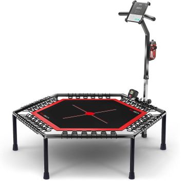 Trampolino Fitness 140 cm Pieghevole Salvaspazio Portata max 150 kg Antiscivolo Traspirante Nero Boudech Nero