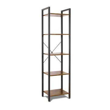 Wabi - Libreria scaffale a 5 ripiani in stile industriale, 40x30xH154 cm Frankystar Marrone