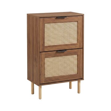 Yssor - Scarpiera 2 ripiani 55x89x25 cm 12 paia per ingresso camera letto in legno e rattan Frankystar Beige